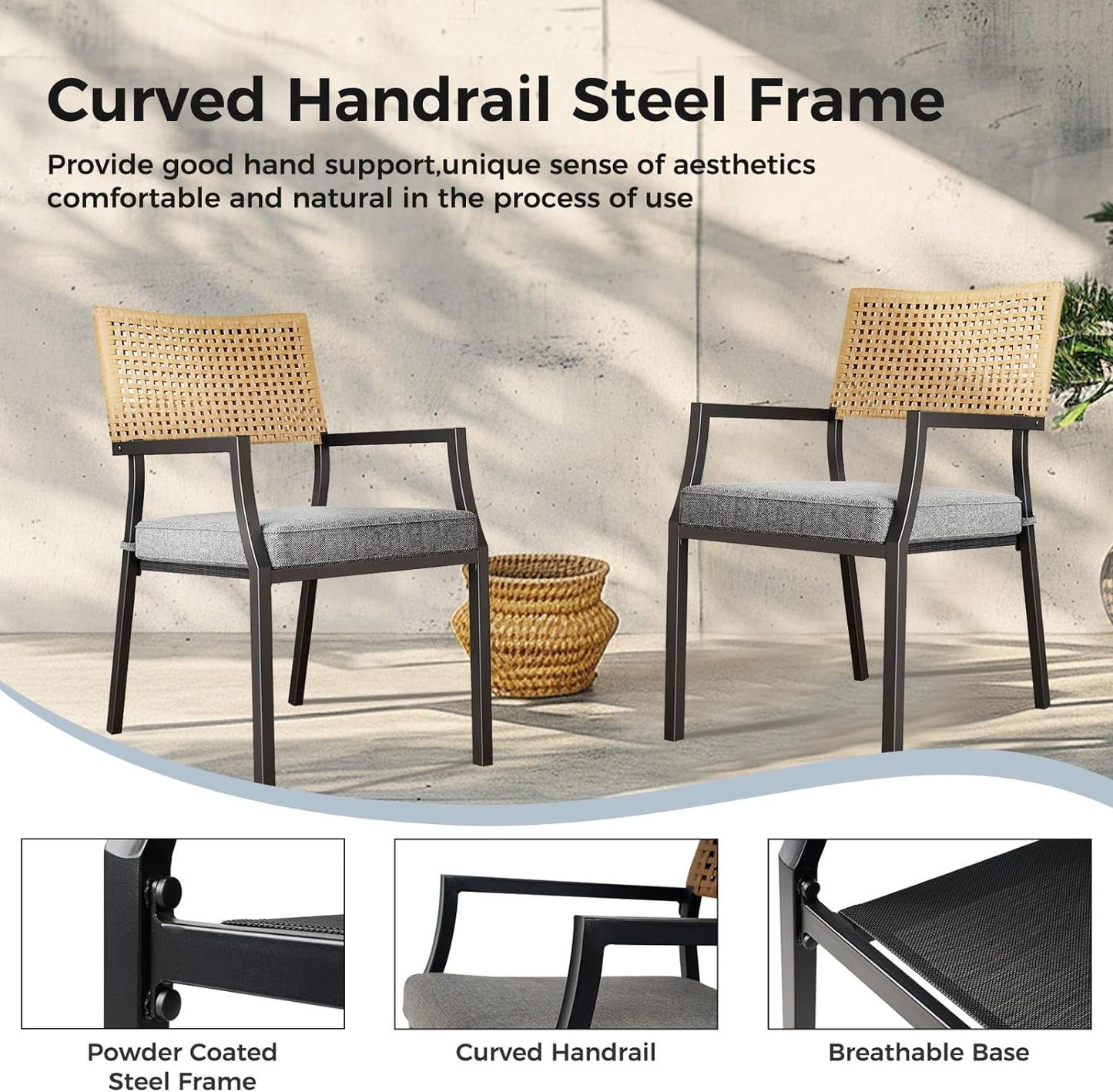 Dining Set Patio Dining Chairs, Stackable Indoor/Outdoor Dining Chairs W/Removable Cushions