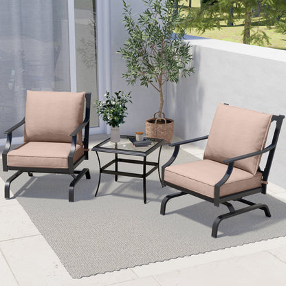 3 Piece Metal Bistro Rocking Chairs, Indoor Outdoor Chat Set