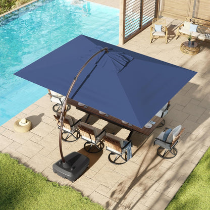 10x13 FT Rectangular Cantilever Patio Umbrella with Base, with Umbrella Cover