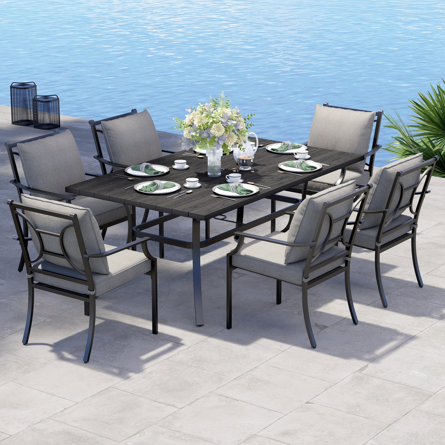 Outdoor Dining Set, Patio Dining Set Metal Patio Garden Set for Backyard,Patio
