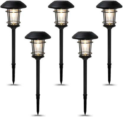 Outdoor Glass Solar Pathway Lights - Aluminum & Steel Frame