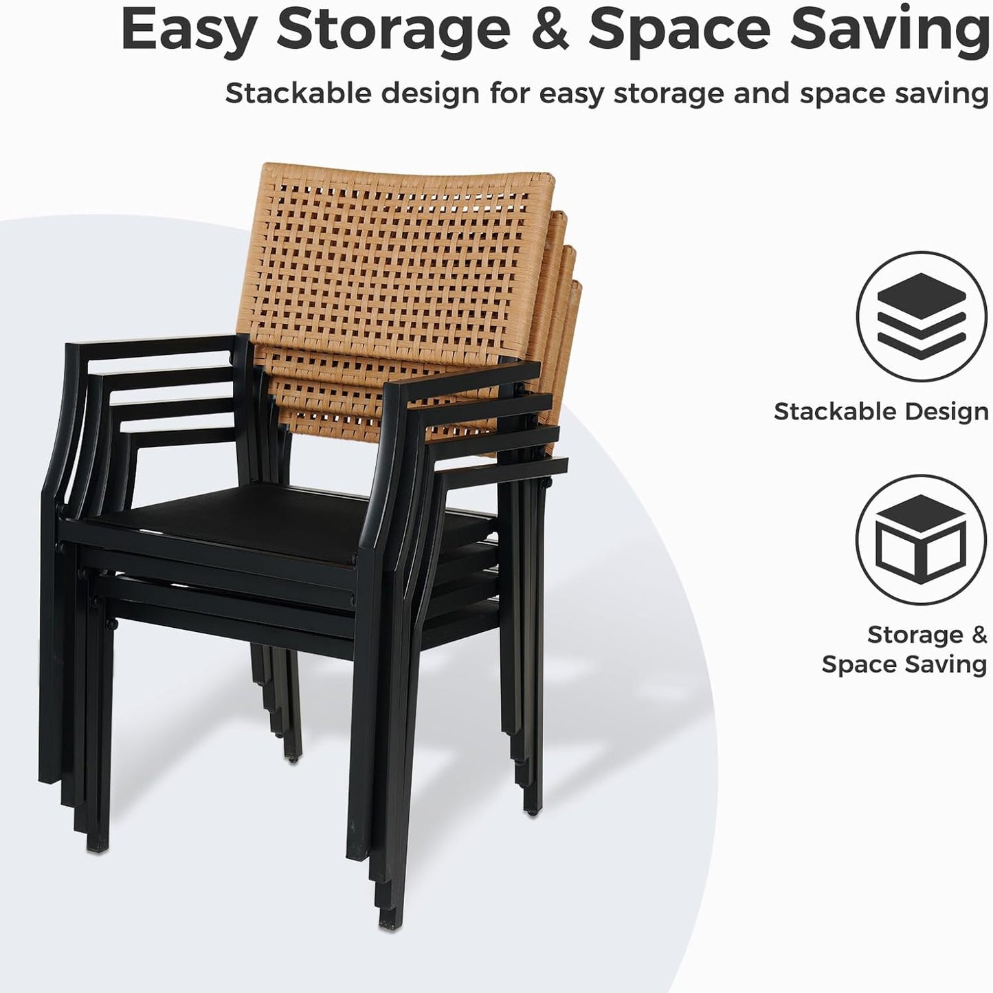 Dining Set Patio Dining Chairs, Stackable Indoor/Outdoor Dining Chairs W/Removable Cushions