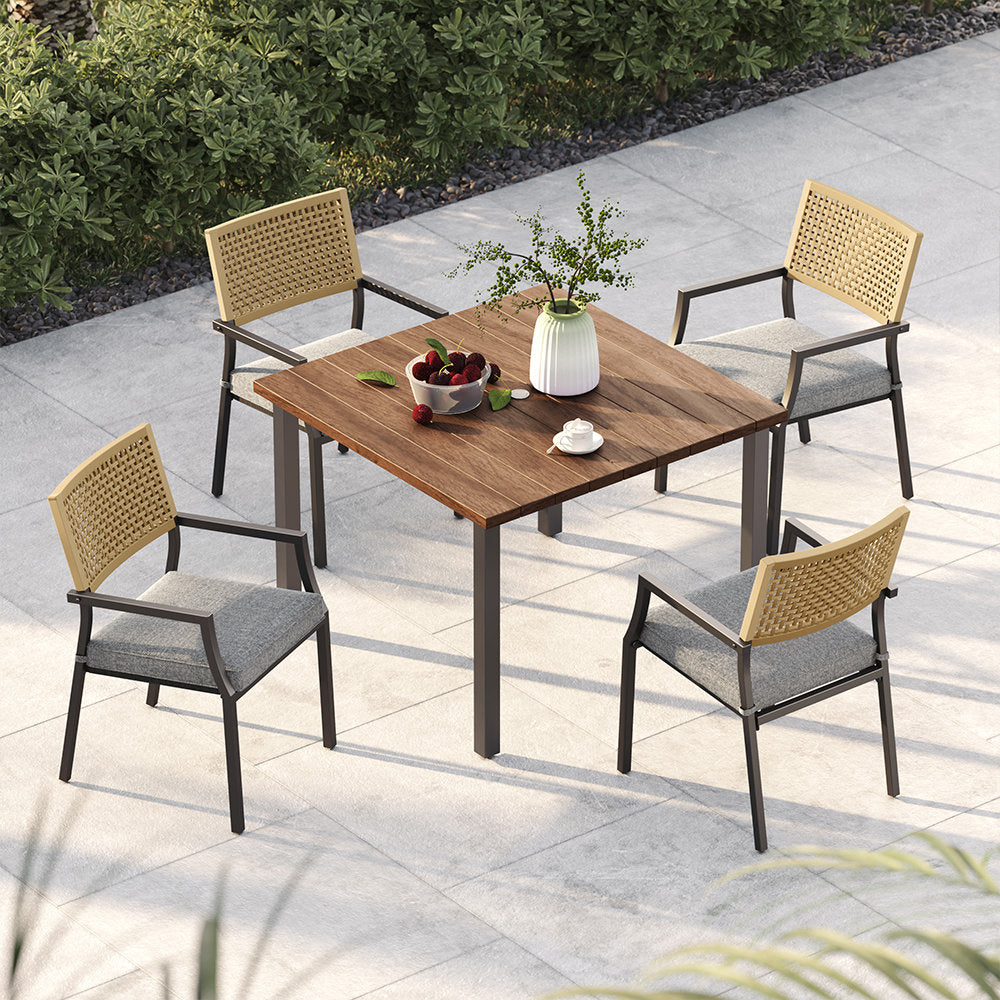Dining Set Patio Dining Chairs, Stackable Indoor/Outdoor Dining Chairs W/Removable Cushions