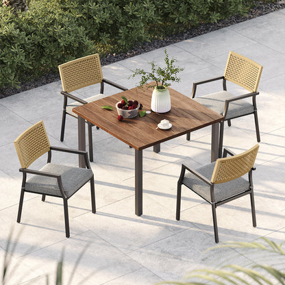 Dining Set Patio Dining Chairs, Stackable Indoor/Outdoor Dining Chairs W/Removable Cushions