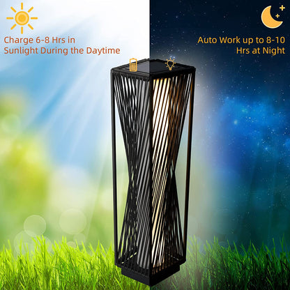 Outdoor Solar Floor Lamp Resin Wicker Solar Light Outdoor Waterproof for Yard, Garden, Pathway, Deck-Baffin, Dazzle Dance