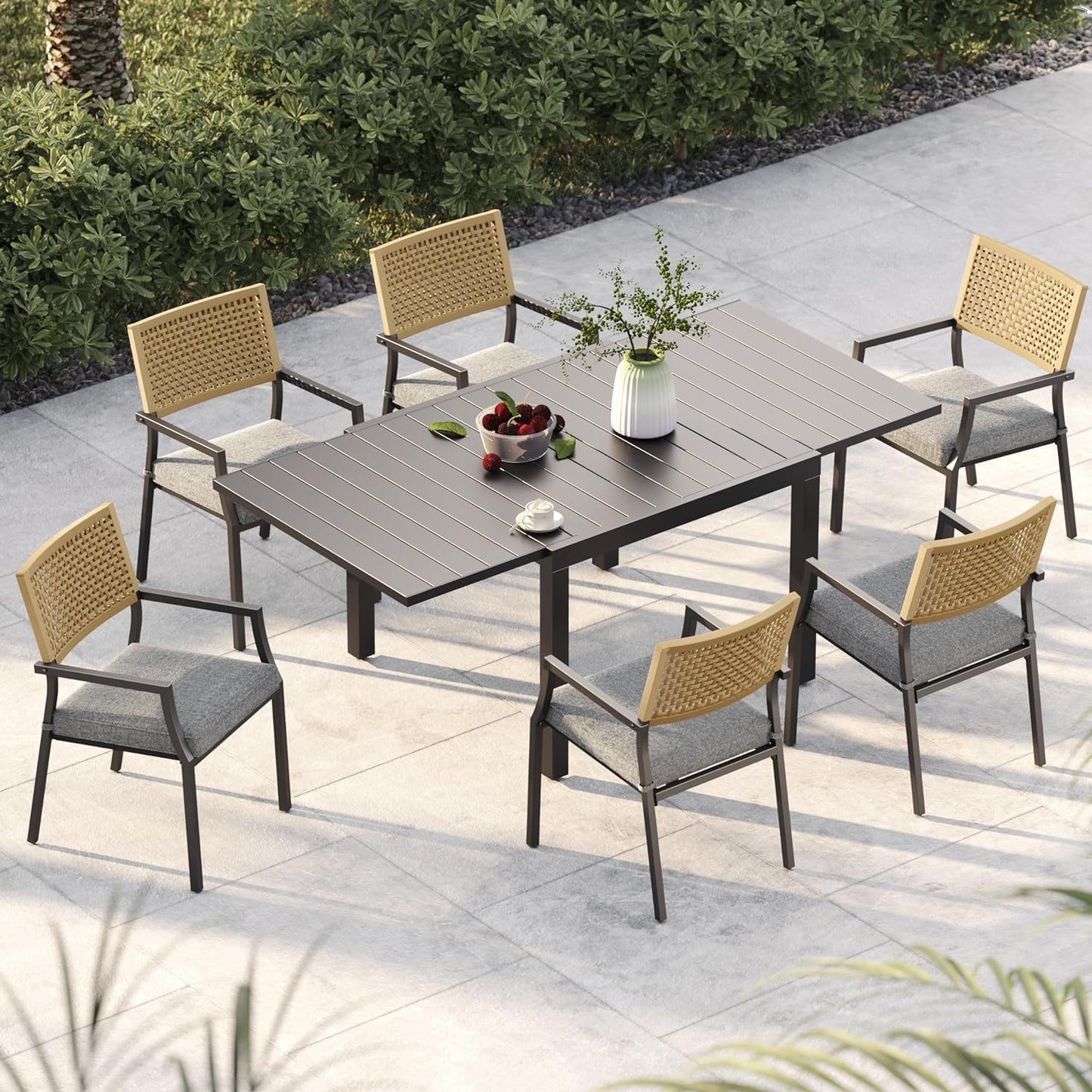 Dining Set Patio Dining Chairs, Stackable Indoor/Outdoor Dining Chairs W/Removable Cushions