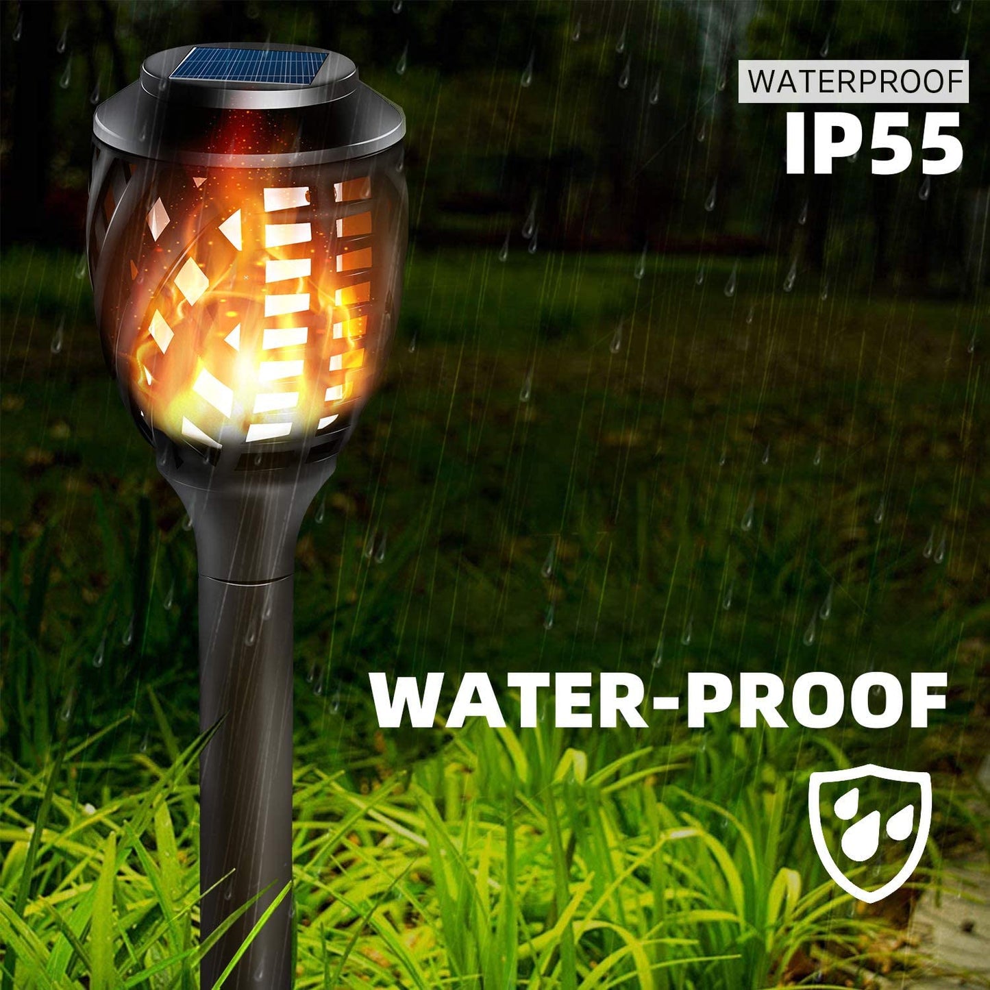 Outdoor Solar Lights, Water-Resistant Flickering Flames Torch Light, Landscape Decoration Lighting
