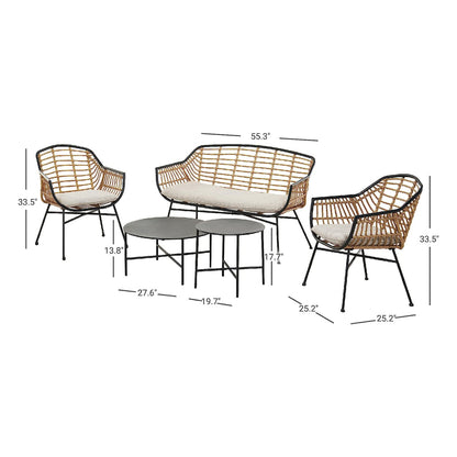 Outdoor Wicker Patio Conversation Set Boho Seating Chat Set