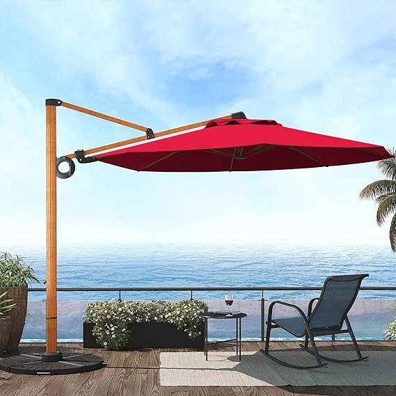 GRAND PATIO Offset Patio Umbrella,360-Degree Rotation (Weighted Base NOT INCLUDED)