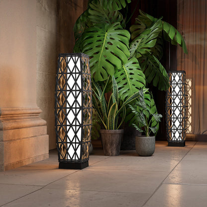 Cindy Solar Lamp, Solar-Powered Woven Resin Wicker Floor Lamp