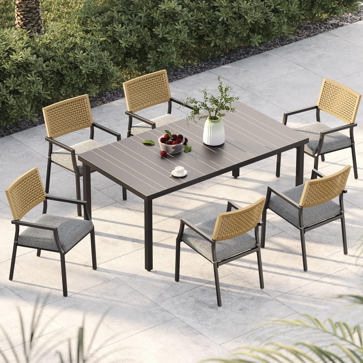 Dining Set Patio Dining Chairs, Stackable Indoor/Outdoor Dining Chairs W/Removable Cushions