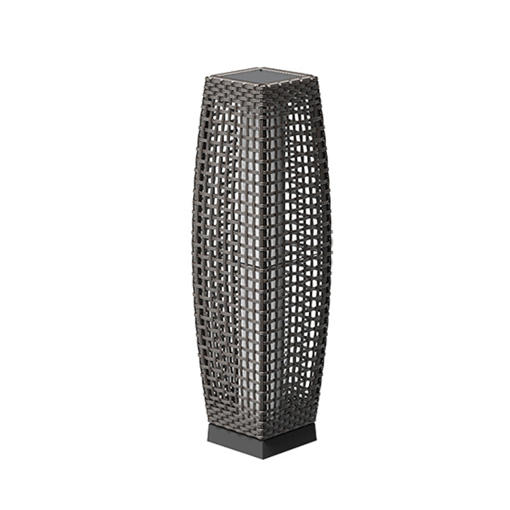 FUJI Solar-powered Woven Wicker Floor Lamp