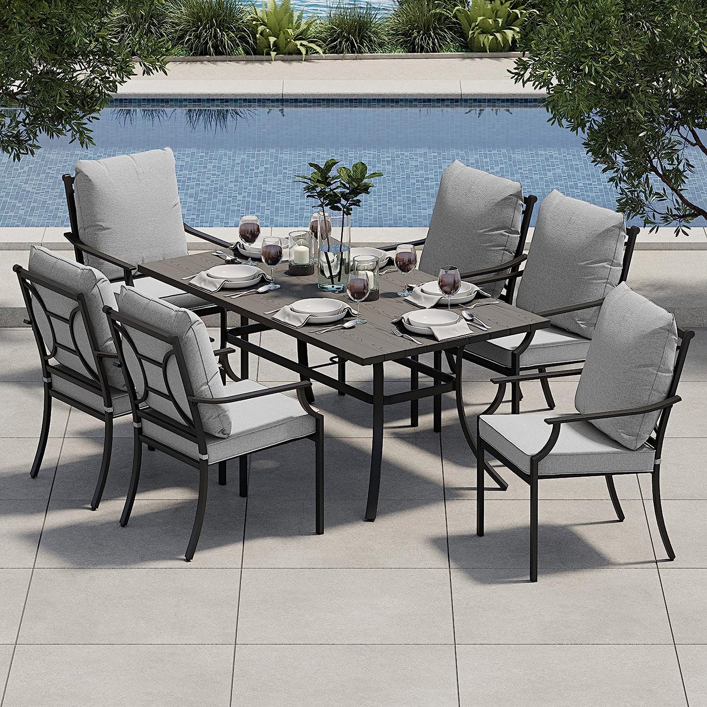 Outdoor Dining Set, Patio Dining Set Metal Patio Garden Set for Backyard,Patio