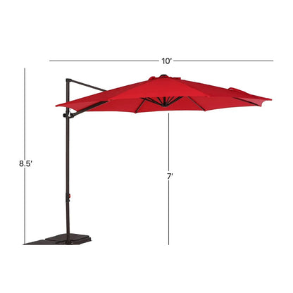10FT Outdoor Aluminum Patio Umbrella, Market Cantilever large outdoor umbrella Polyester Patio Shade UV Protection,Offset Patio Umbrella Without Base,Tilt and Crank