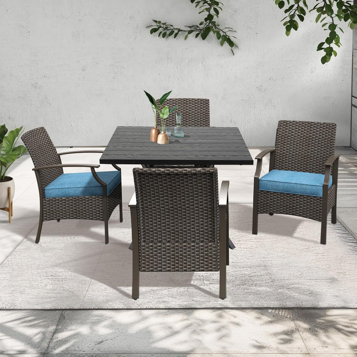 Outdoor Dinning Sets, Traditional Weather-Resistant Wicker Patio Furniture Sets