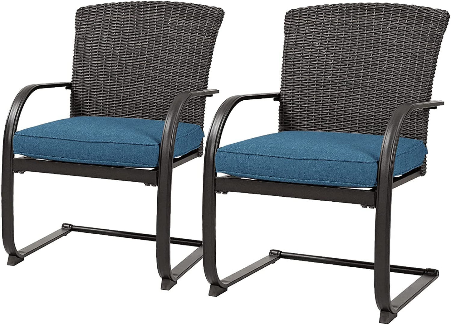 Dining Wicker Chair Set, Steel Frame Chair with Cushion