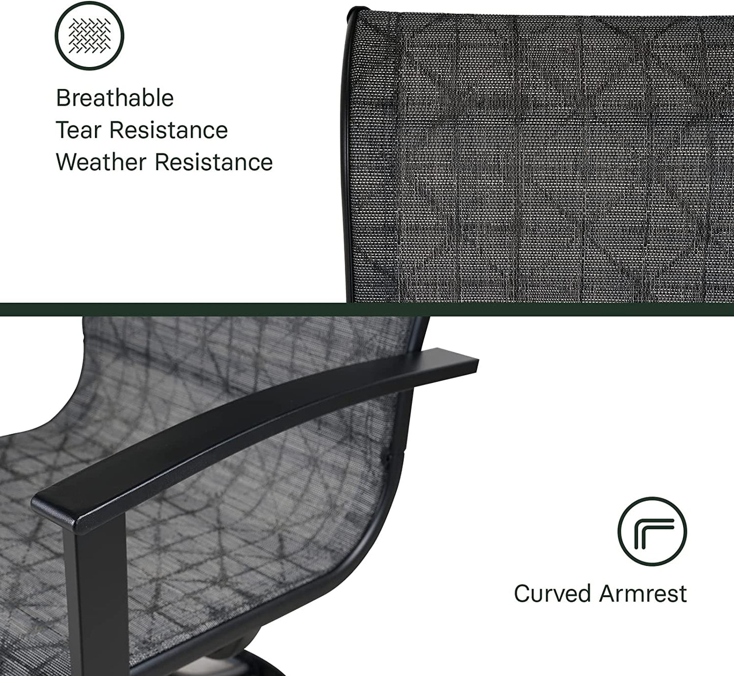 Outdoor Dining Set - Black & Grey Plaid