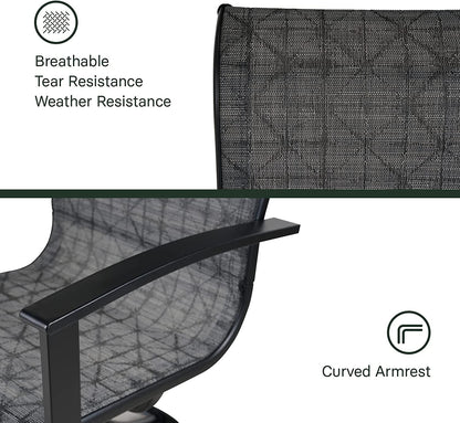 Outdoor Dining Set - Black & Grey Plaid