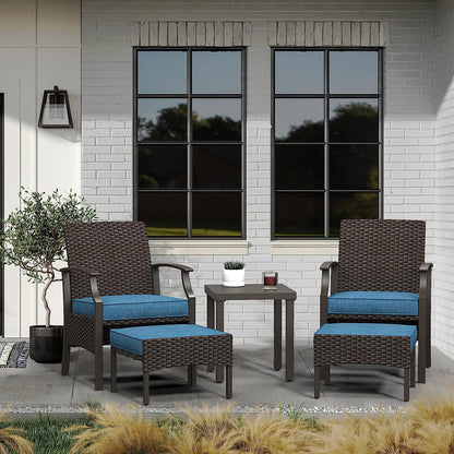 Outdoor Furniture Sets Weather Resistant Wicker Outdoor Patio Chairs with Ottomans and Coffee Tables for Balcony Backyard Garden Poolside