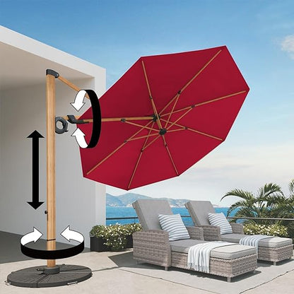 GRAND PATIO Offset Patio Umbrella,360-Degree Rotation (Weighted Base NOT INCLUDED)