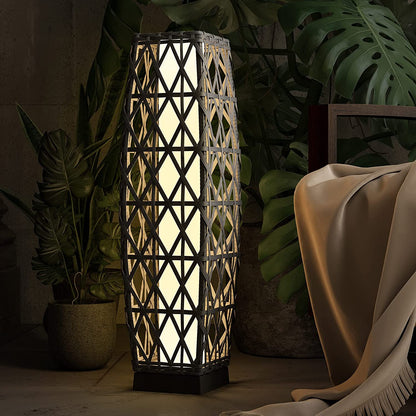 Cindy Solar Lamp, Solar-Powered Woven Resin Wicker Floor Lamp
