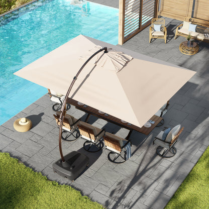 Large Rectangular Patio Umbrella with Base, with Umbrella Cover, Cantilever Umbrellas Easy Tilt