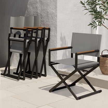 Outdoor & Indoor Aluminum Mesh Sling Folding Director Chair Lightweight All-Weather Wood Grain Camping and Hunting Chair for Garden