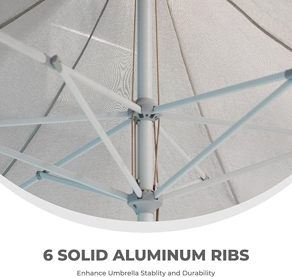 11 FT Sunshade Umbrella with Pulley Lift for Poolside Backyard Beach