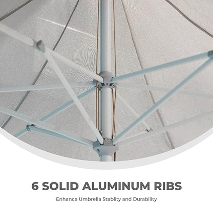 11 FT Sunshade Umbrella with Pulley Lift for Poolside Backyard Beach