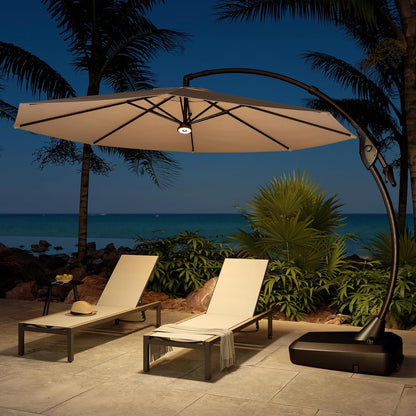 GRAND PATIO Cordless 12 LED Offset Umbrella Lights, 3 Modes Warm White Umbrella Light with Remote Control