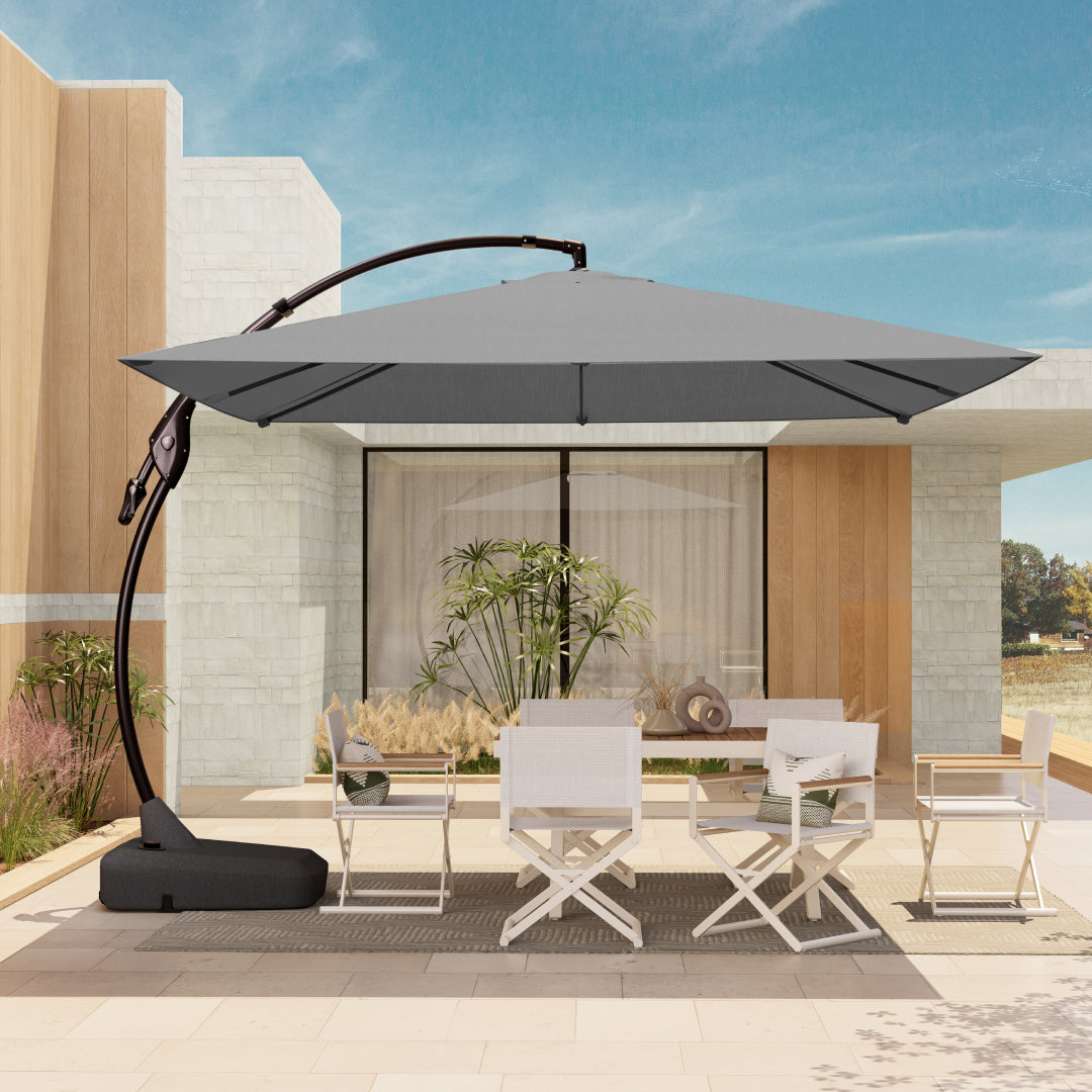 Sunbrella Cantilever Umbrella with Base, with Umbrella Cover, 10X10 FT Square Aluminum Patio Umbrella