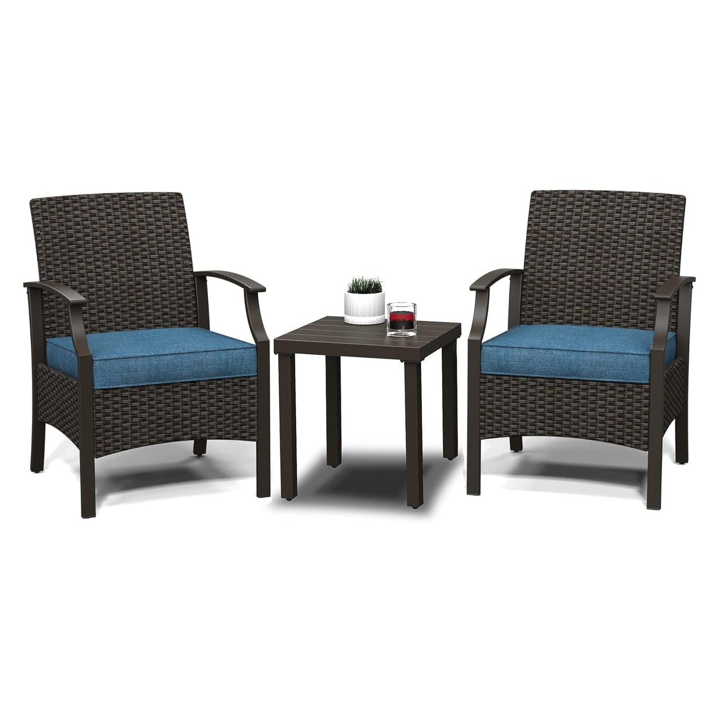 Outdoor Furniture Sets Weather Resistant Wicker Outdoor Patio Chairs with Ottomans and Coffee Tables for Balcony Backyard Garden Poolside
