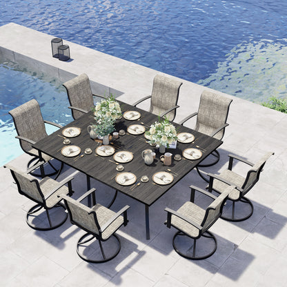 Outdoor Dining Set - Black & Grey Plaid