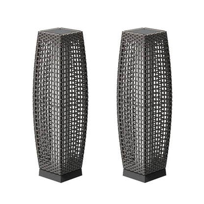 FUJI Solar-powered Woven Wicker Floor Lamp