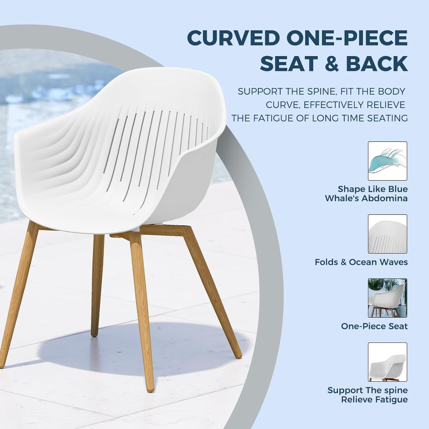 Outdoor Dining Set, Recycled Plastic Dining Chairs, Whale Modeling Design