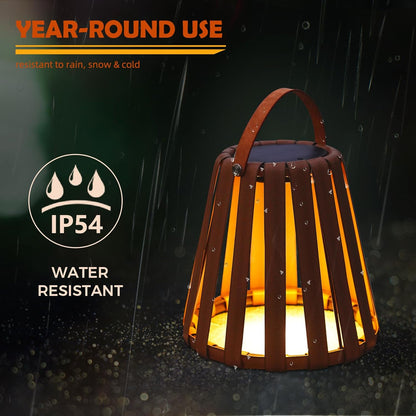 2-Pack Solar-Powered Outdoor Decor Lanterns, Faux Leather Outdoor Floor Lamps Waterproof for Porch, Patio