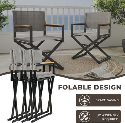 Dining Set, Extendable Table with Extra-Wide Foldable Chairs