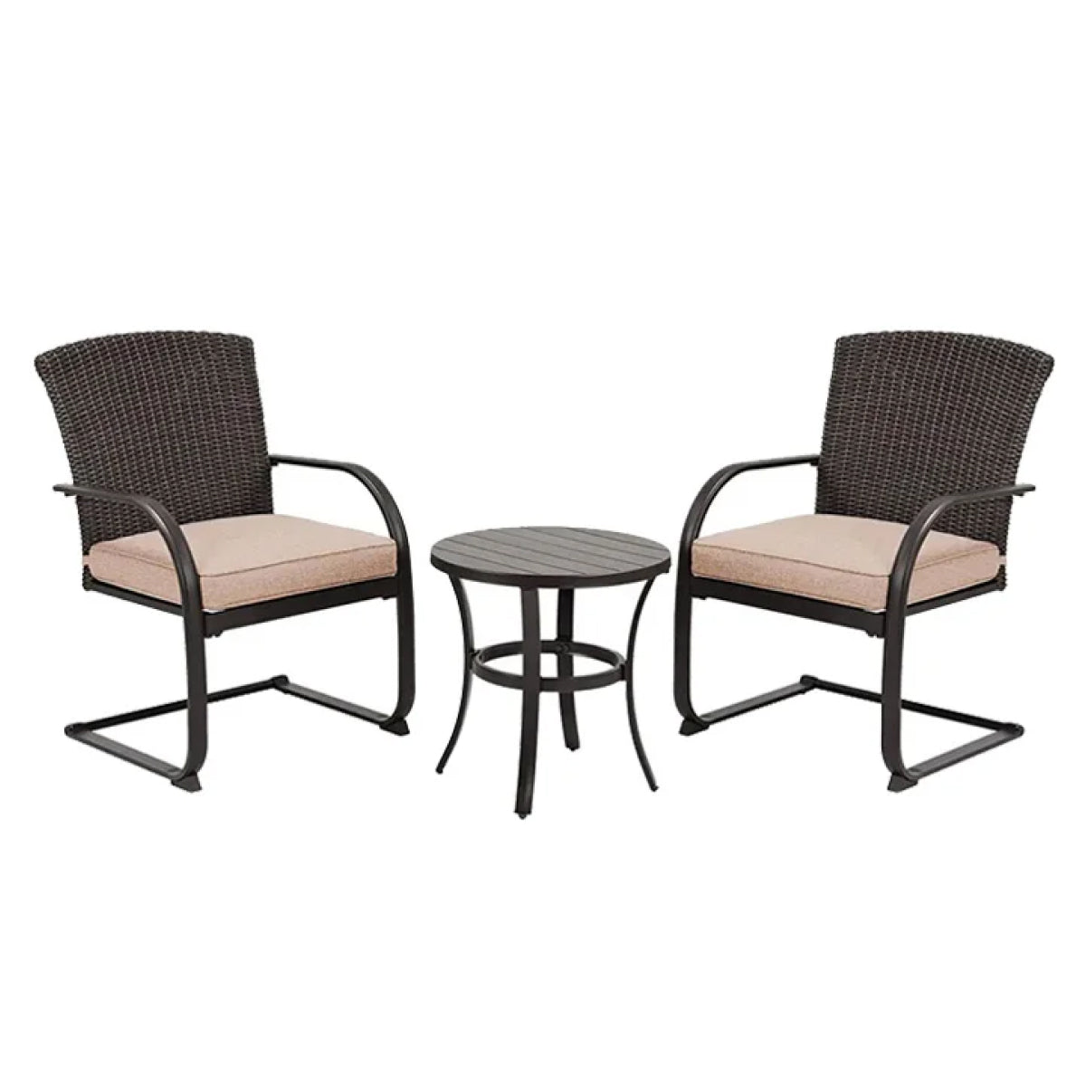 Dining Wicker Chair Set, Steel Frame Chair with Cushion