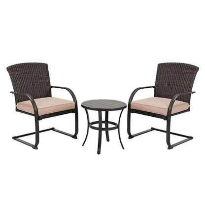 Dining Wicker Chair Set, Steel Frame Chair with Cushion