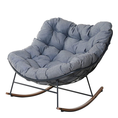 GRAND PATIO Outdoor Royal Rocking Chair, E-Coated Papasan Chair With Cushion for Porch, Garden