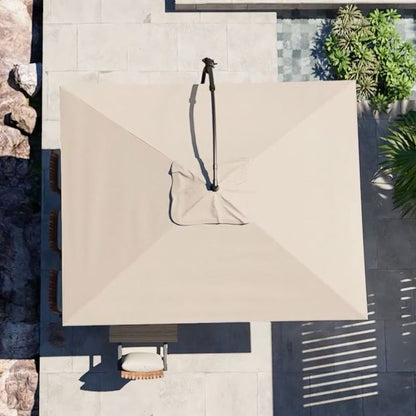 Large Rectangular Patio Umbrella with Base, with Umbrella Cover, Cantilever Umbrellas Easy Tilt