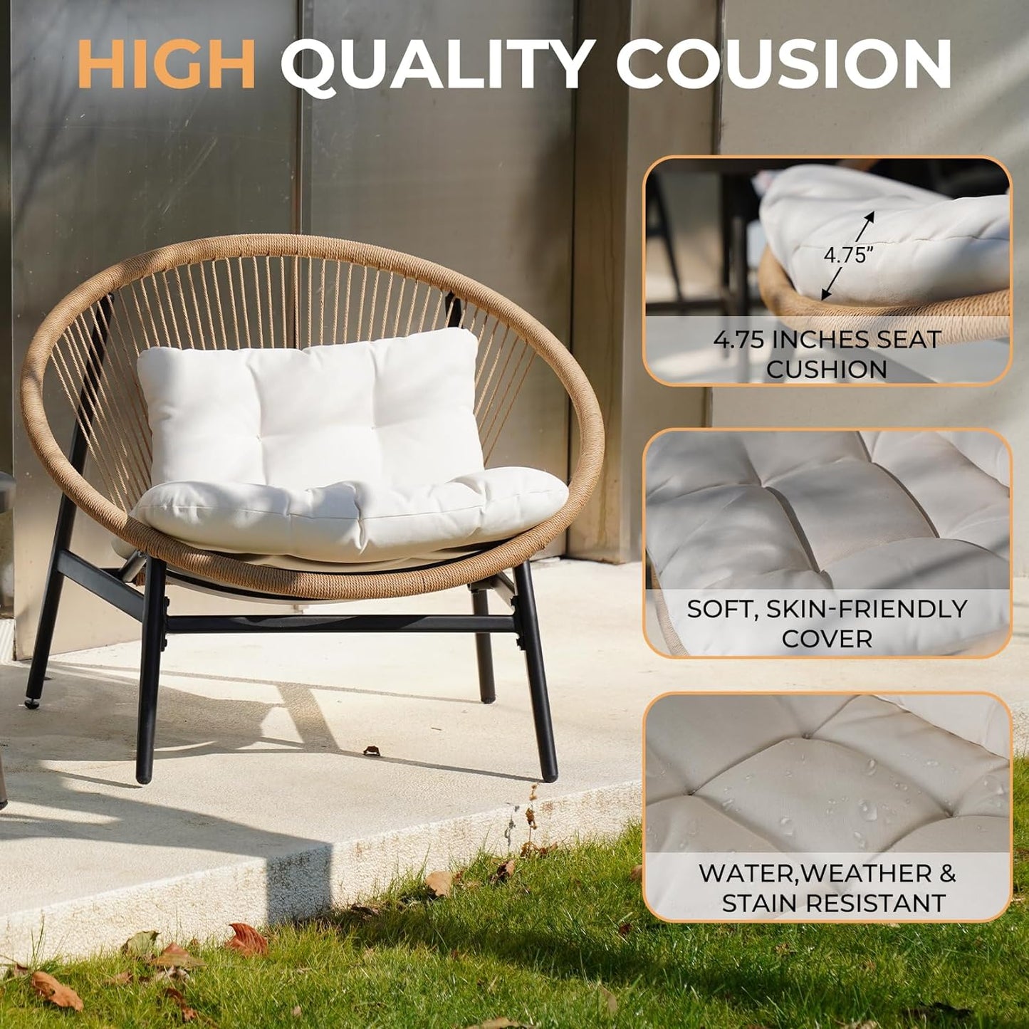 Outdoor Furniture Set,Wicker Seating Set Oversized Chairs